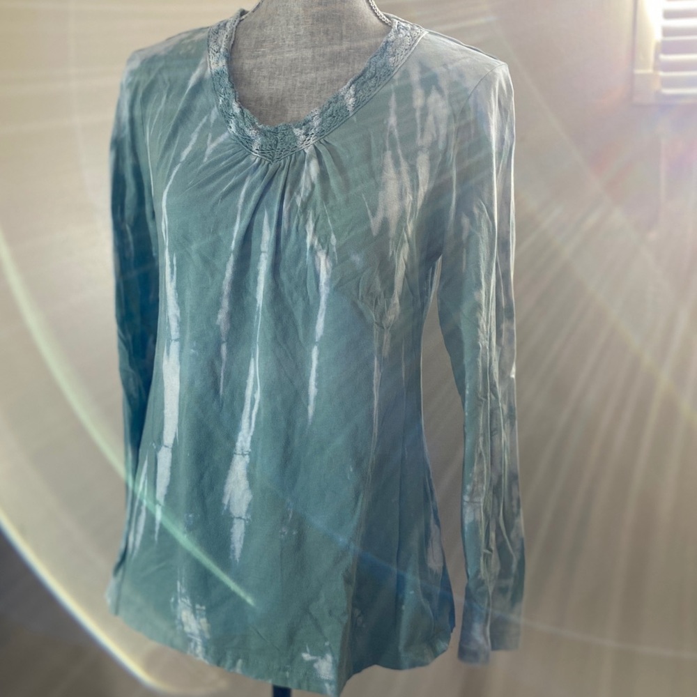 Natural Reflections Large Sage Bleach Dye Blouse